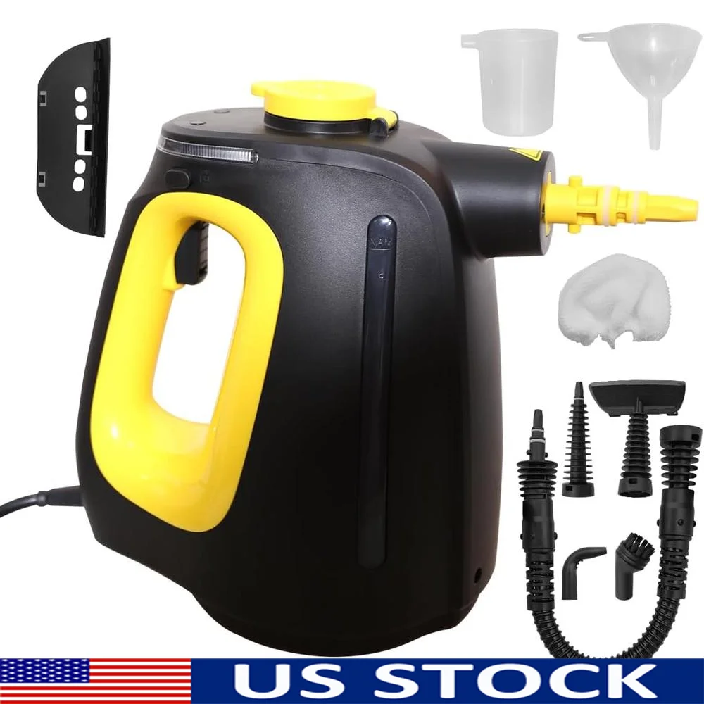 

High Power Handheld Steam Cleaner 1350W Multi-Purpose Steamer with 9 Accessories Continuous Steam Safety Lock Natural Cleaning