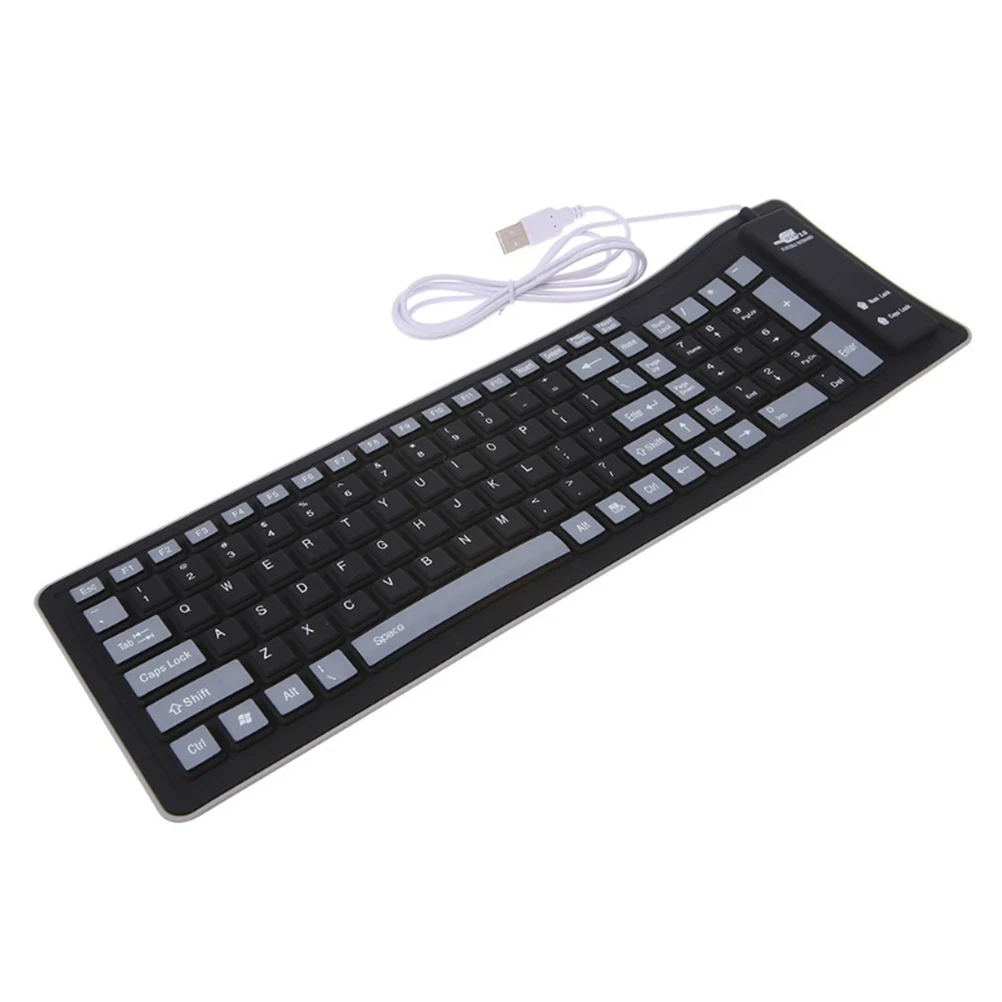 

1pc Silicone Keyboard 103 Key USB Wired Dust Resistant Foldable Scratch Proof Tear Proof Space Saving Keypad Soft Touch Accurate
