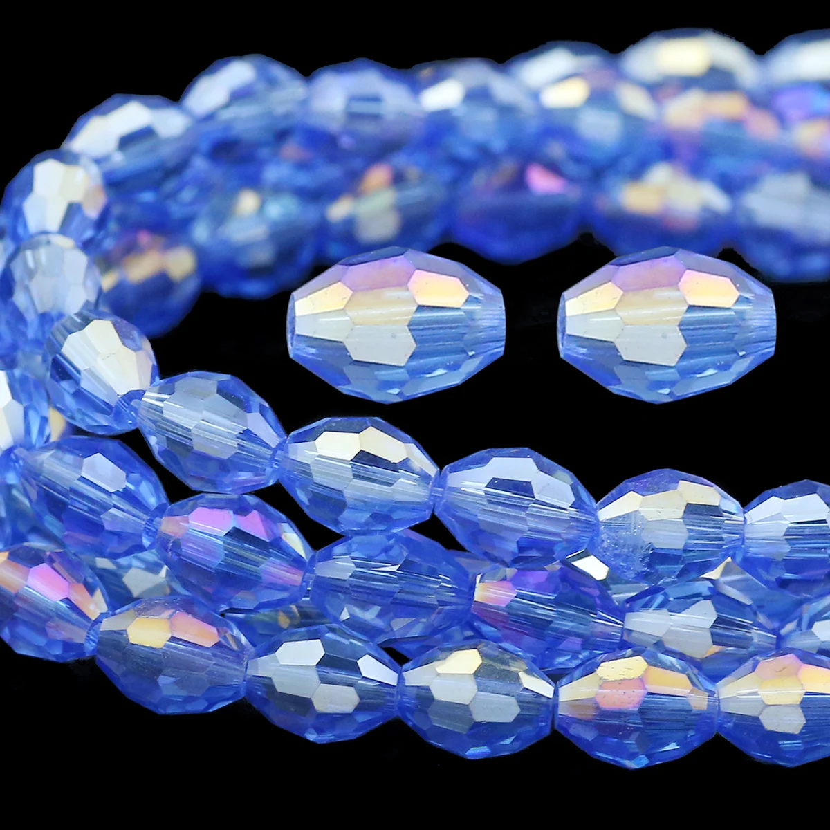 Light Blue AB Color Rice Grains Austrian Crystal 6/8mm Oval Faceted Glass Loose Beads For Jewelry Making DIY Bracelets Necklaces