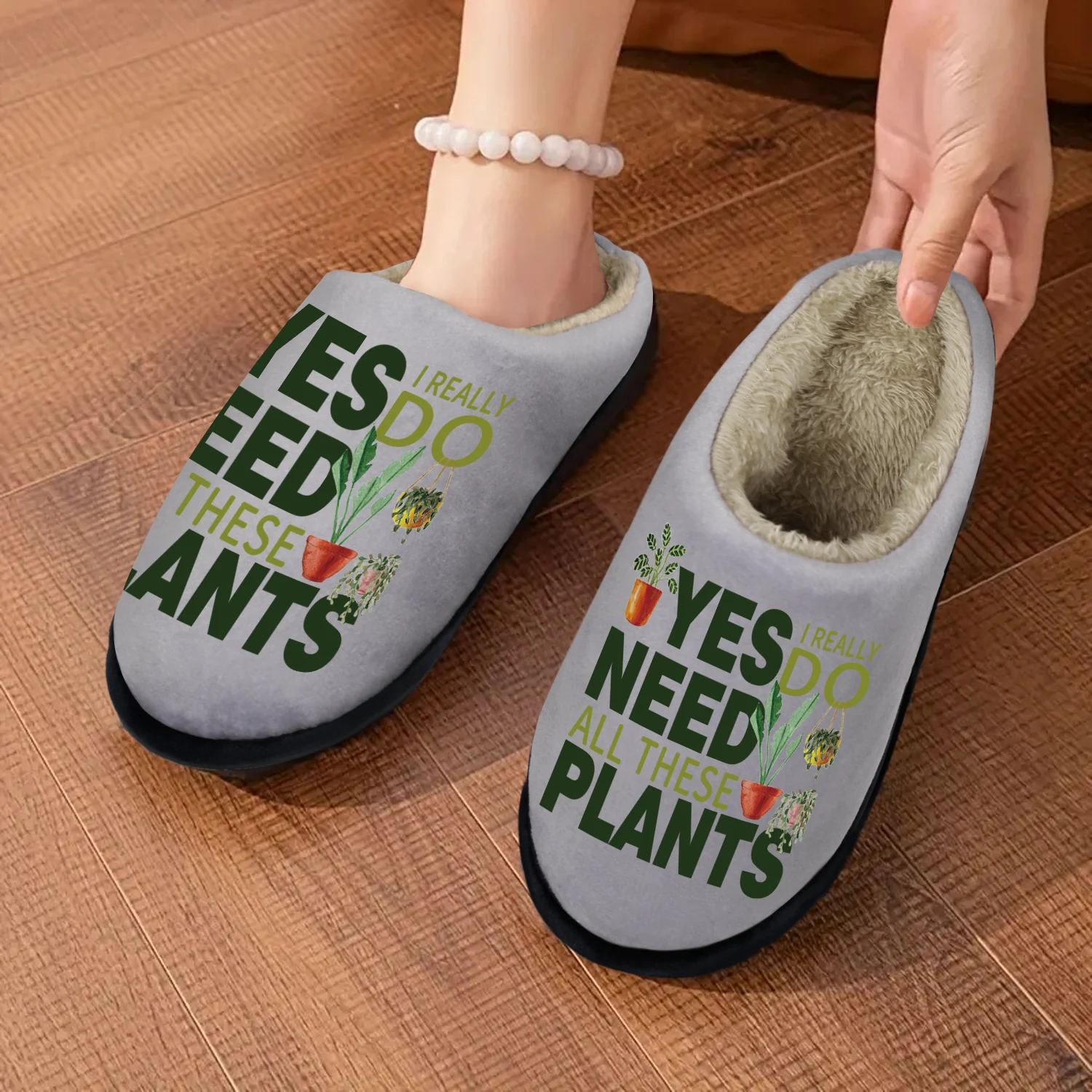 

Gifts for Plant Lover, Indoor/Outdoor Slippers, Soft Memory Foam House slippers, Comfy Fuzzy House Shoes, Rubber Non-Slip Sole