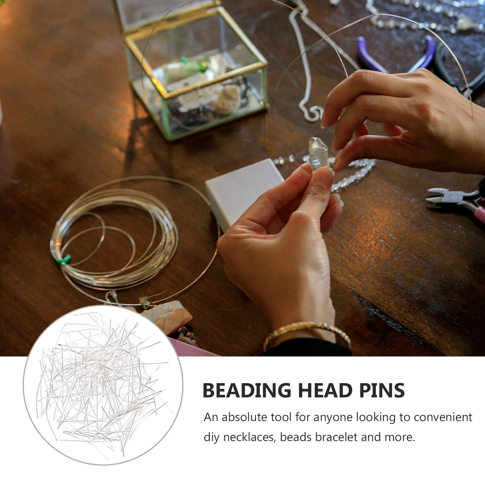 

400Pcs Metal Flat Head Pins Durable Jewelry Beading Needle DIY Earring Necklace Making Tool Head Pins for Jewellery Making