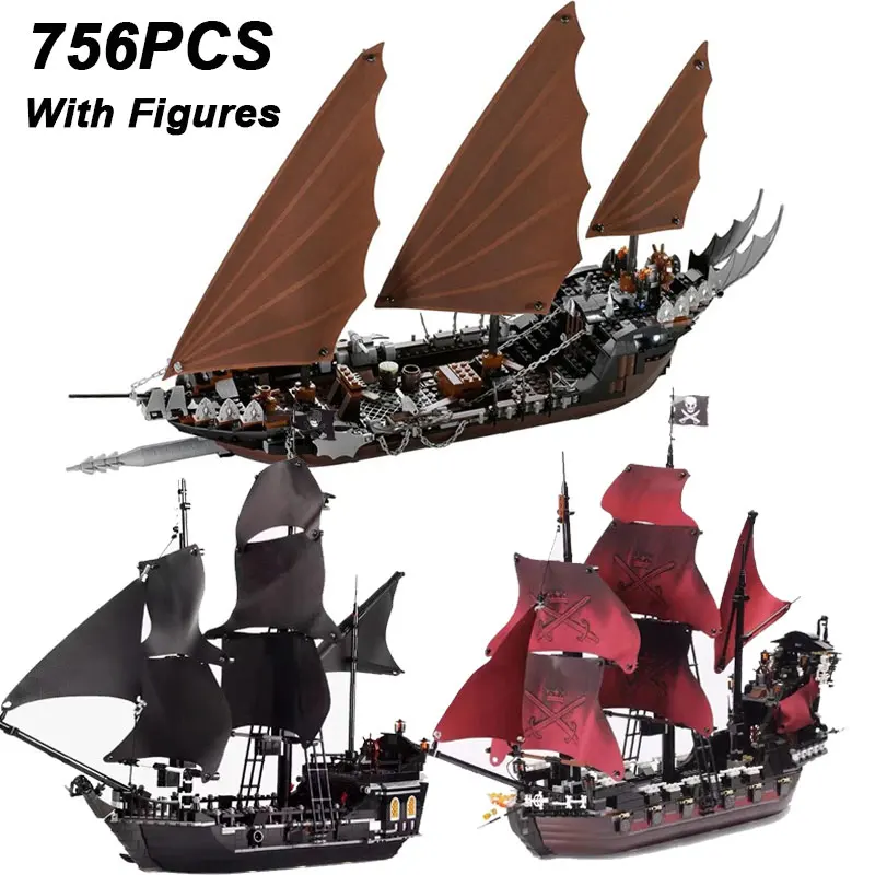 

Pirate Ship Ambush Queen Caribbean The Black Pearl Anne's Revenge Building Blocks Assemble Bricks Toys Gift For Children Kids