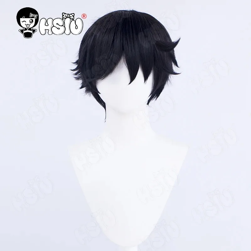 ISO コスプレウィッグゲーム VALORANT コスプレウィッグ HSIU 30 センチメートル黒ショートヘア合成かつら + ウィッグキャップ valorant iso コスプレウィッグ