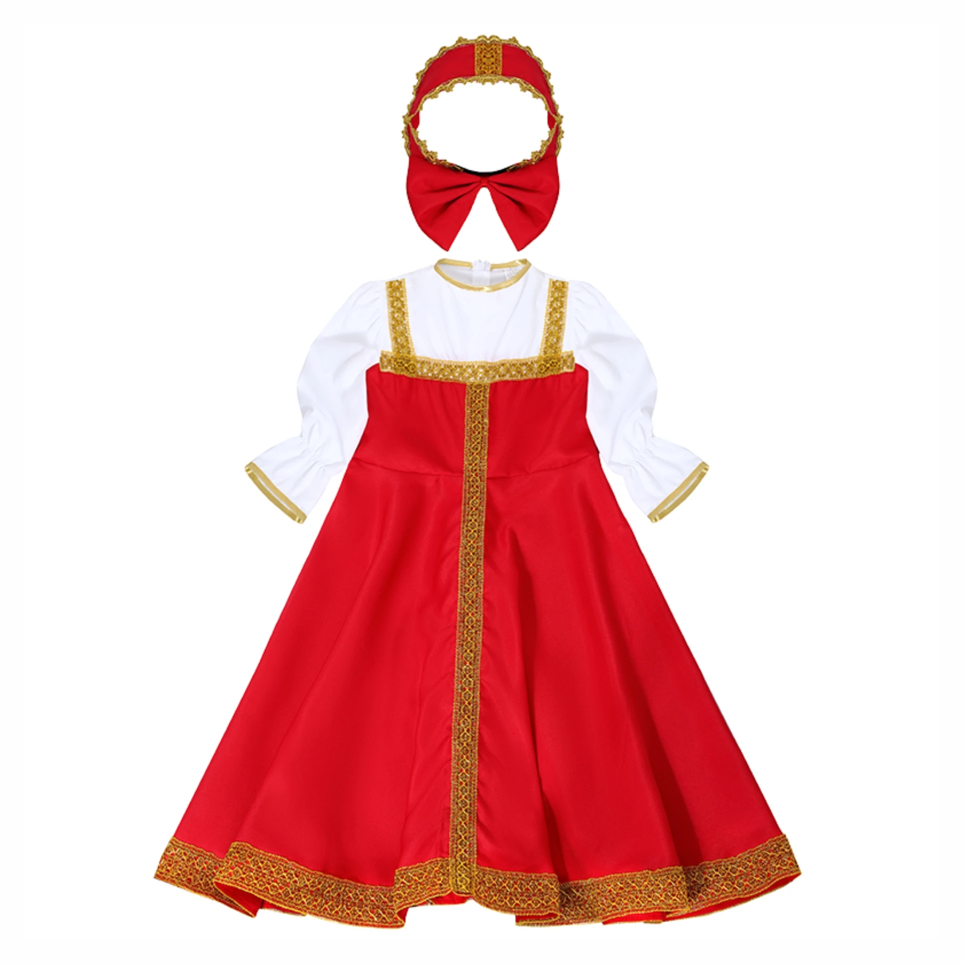 Halloween Russian Dance Girl Costume Red Sarafan Folk Party Fancy Dress Russian National Traditional Clothing