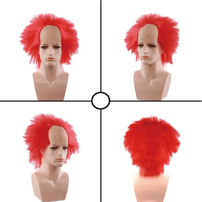 

Забавный лысая красный парик, Хэллоуин, фестиваль, наряд, сценическое представление, имитация волос, высокотемпературные шелковые парики 6 дюймов