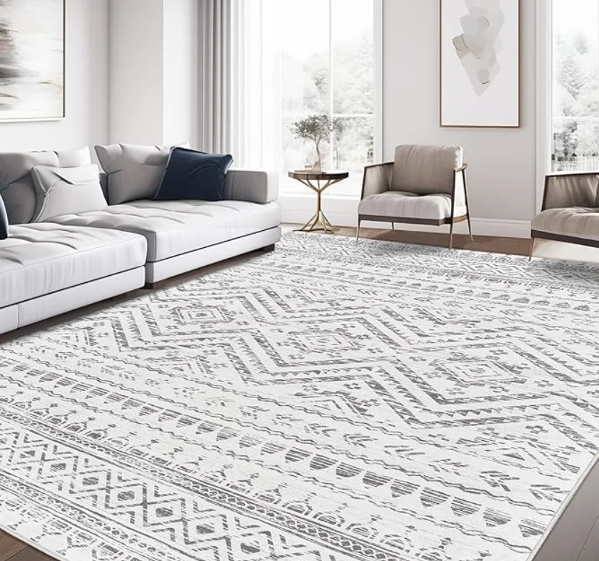 Area Rug for Living Room Moroccan Washable Rugs Non Slip Indoor Floor Carpet Foldable Large Soft Area Rug Dining Room Bedroom
