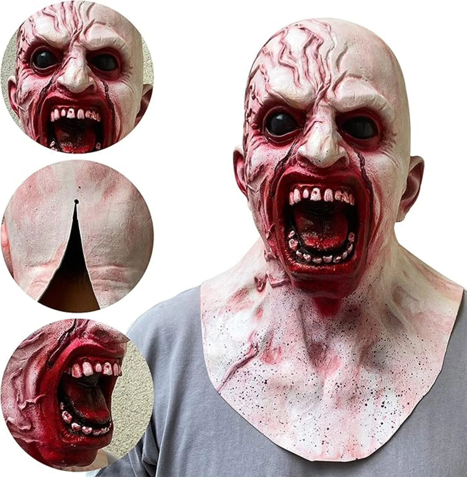 Máscara de cabeza completa de terror, máscara de látex realista aterradora para fiesta de Halloween, mascarada, Carnaval, accesorios de decoración para Cosplay