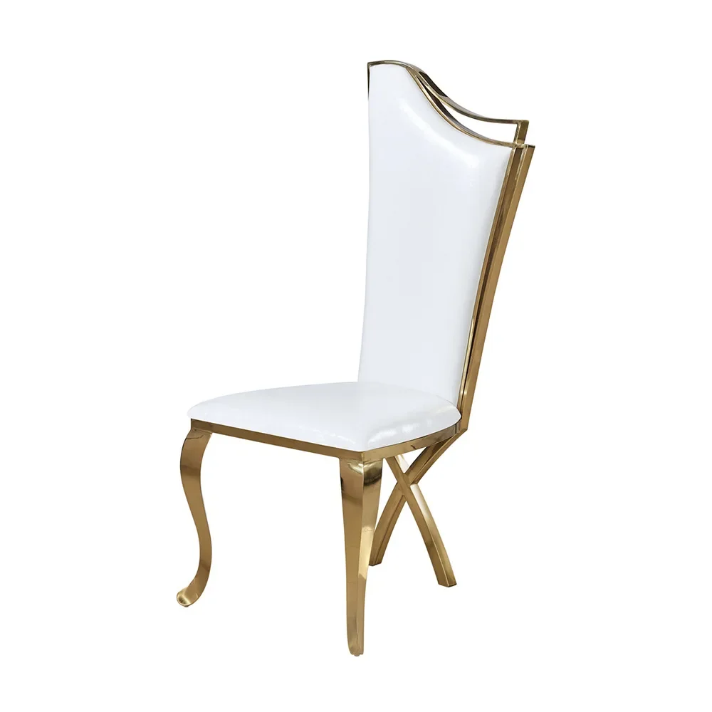 Eenvoudige RVS eetkamerstoel RVS PU leer Hotel RVS titanium verguld