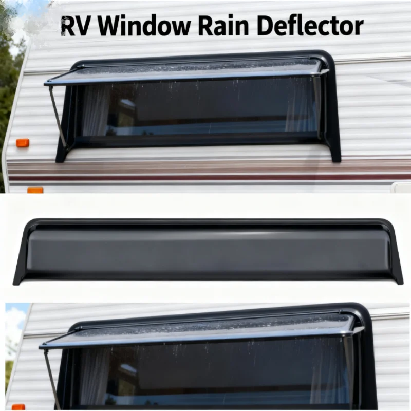

1pcs Caravan Window Rain Shield RV Window Rain Blade Deflector Sun Visor Black Waterproof Window Rain Shield RV Accessories