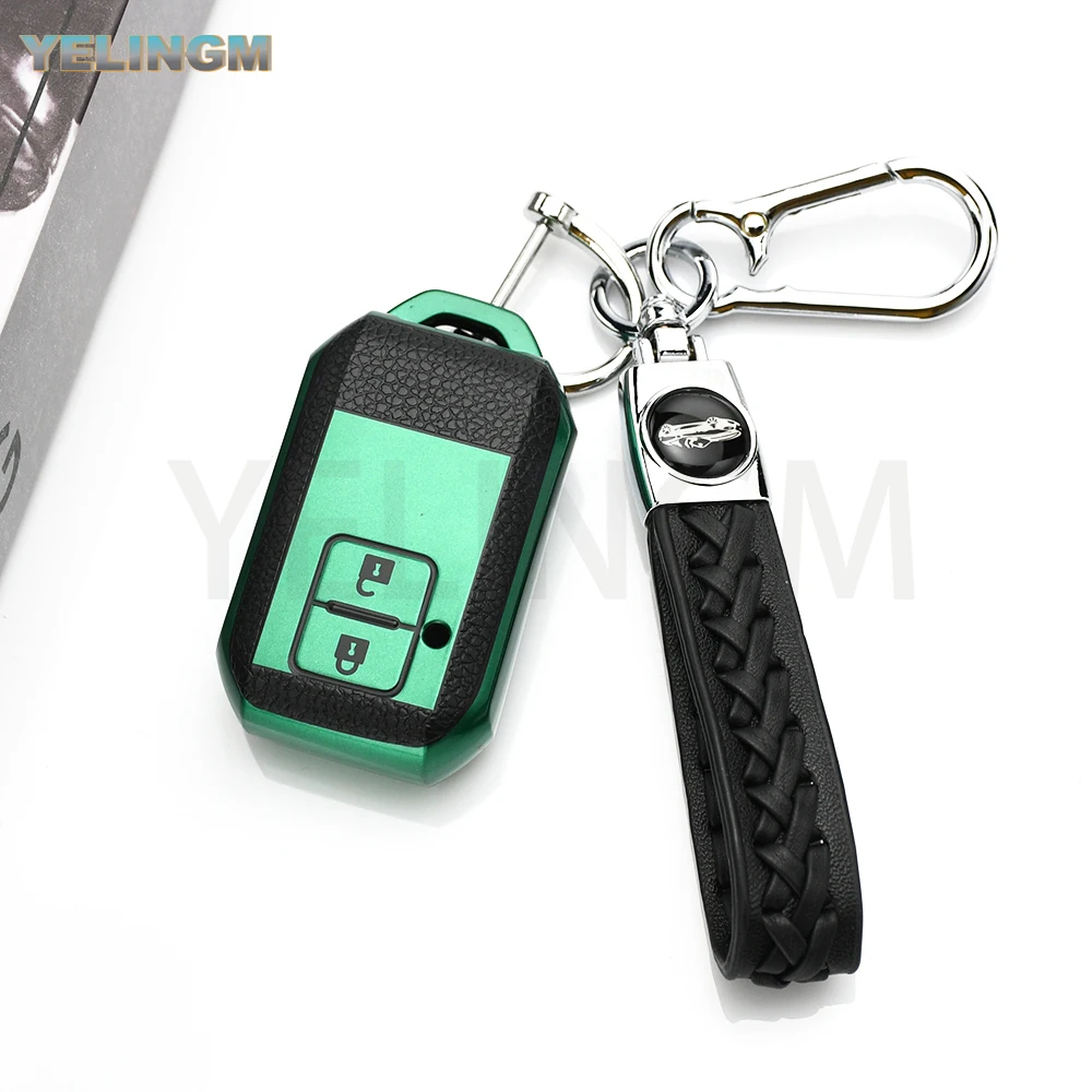 2 Button TPU Leather Car Remote Key Cover Case Keychain for Suzuki Ertiga Swift 2017 Wagon R Japanese Monopoly Type 3C Protector