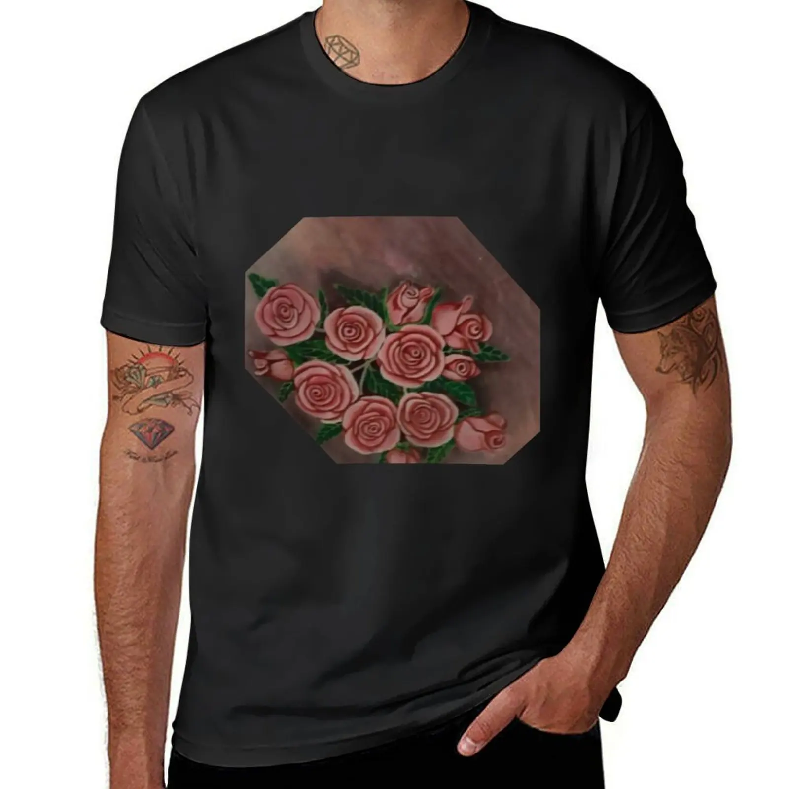 Great Tilted Roses T-Shirt sweat tees graphics oversized t shirt men