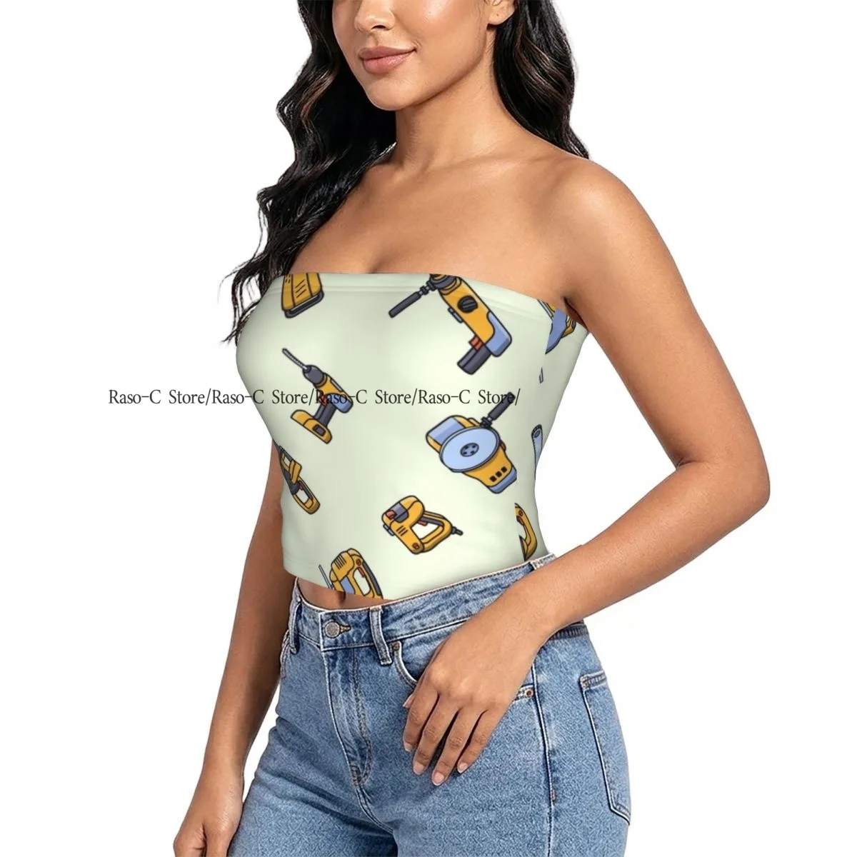 Strapless Sexy Tube Tops Summer Outfits Women Backless Shoulder Wrap Electric Construction Tools Female Crop Top
