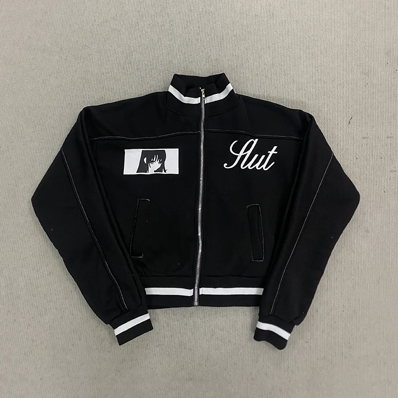 Korean Cartoon Long Sleeved Baseball Jacket for Girls Kawaii Street Jacket Personalized Zipper Cardigan Anime Autumn - view 5