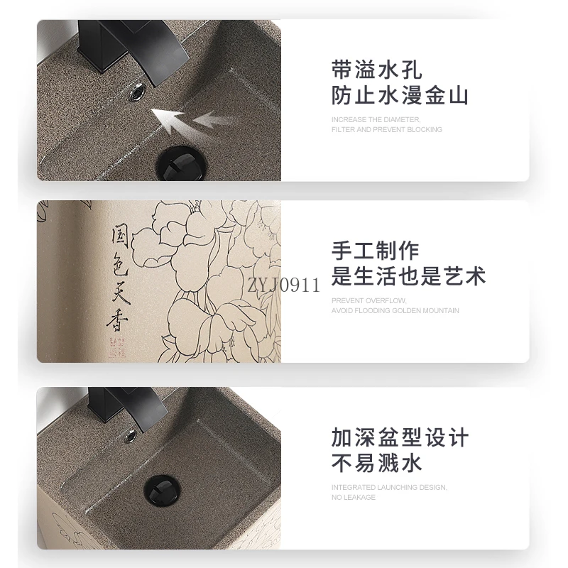 Column type washbasin Integrated floor type outdoor courtyard washbasin Ceramic column basin