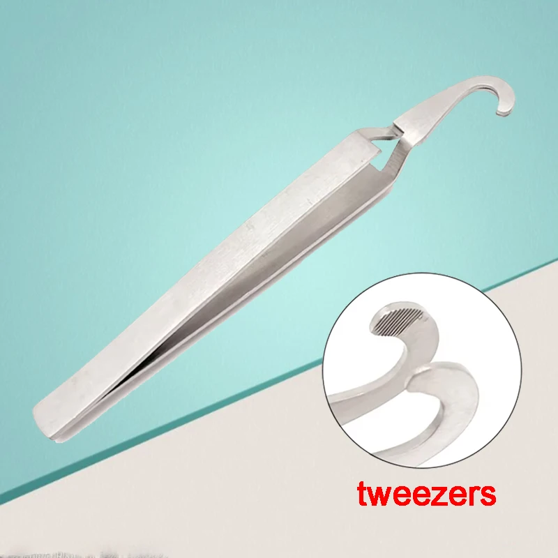 

Dental Orthodontic Tweezer Stainless Steel Lingual Buttons Holder for Braces Tools Surgical Instruments Dentist Use
