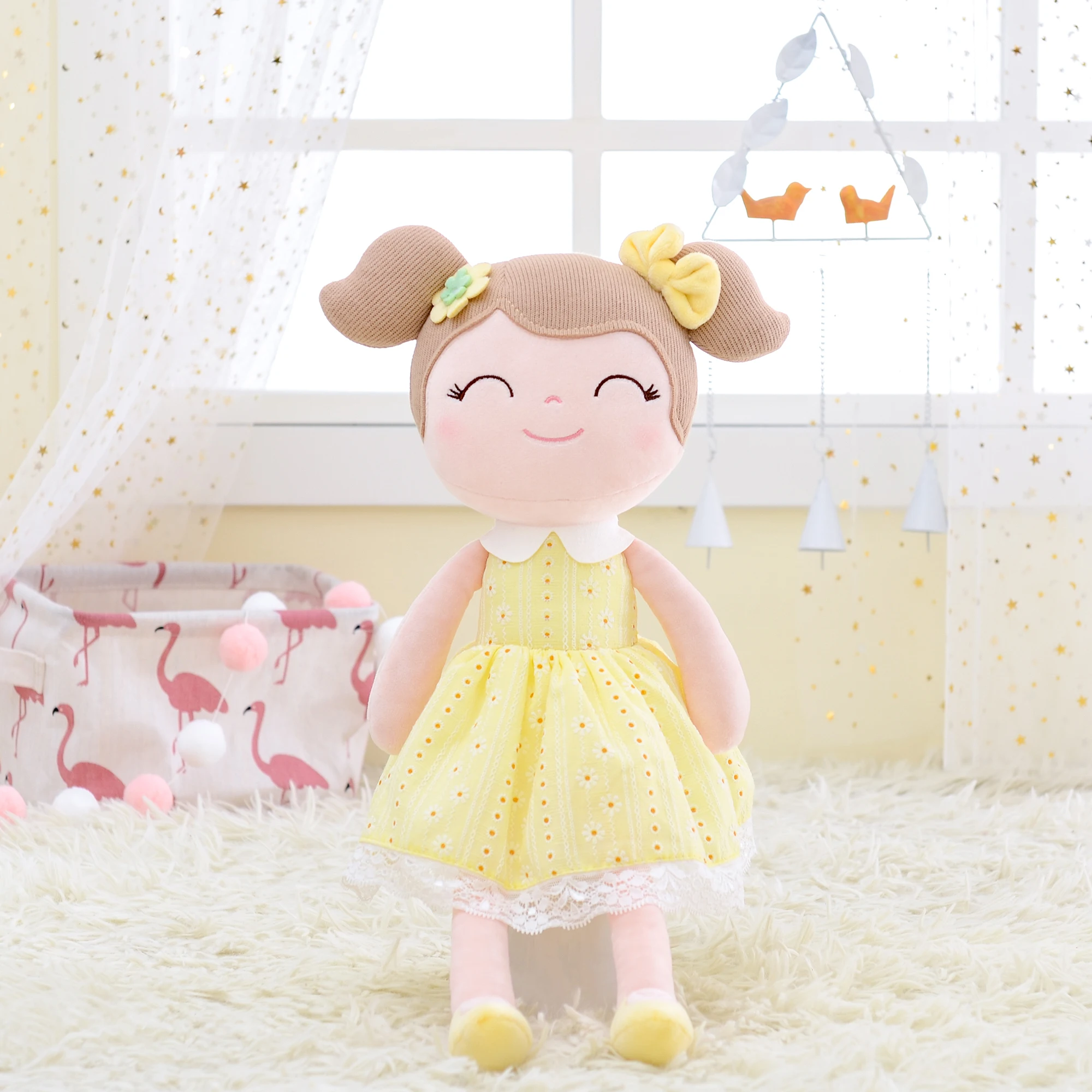 Gloveleya Baby Dolls Plush Toys  Spring Girl Gifts for Kids Soft Toys Girl‘s Birthday Gift Yellow