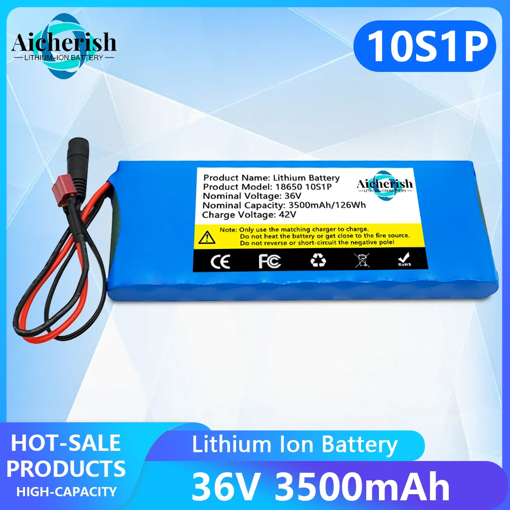 

10S1P 36V 3500mAh Battery Pack 3.5Ah 18650 Lithium Li-ion Rechargeable Batteries Electric Car Bicycle Scooter 20A BMS 500W