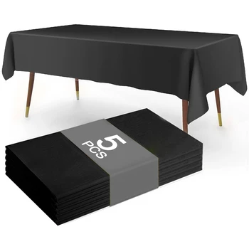 183×137cm Black Table Cover Disposable Plastic Tablecloth for Wedding Decoration Birthday Party Supplies Table Decor 1