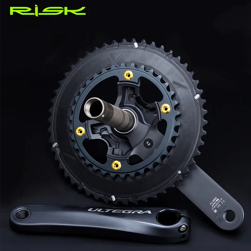 RISK Road Bike Parts M8x10 For Shimano 105/UT6800/R8000/DA9000/R9100 Crank Set Plate Nail Titanium Alloy Fixing Bolt Nut Screw