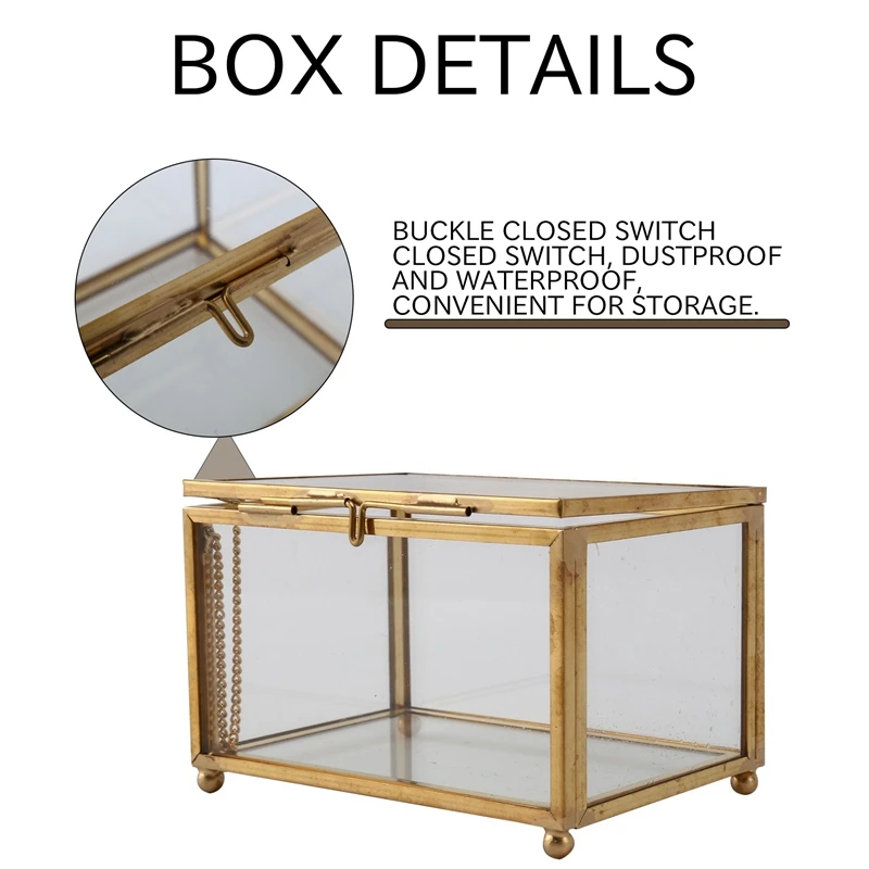 ABWR-แก้วเรขาคณิตสไตล์กล่องเครื่องประดับตารางคอนเทนเนอร์สําหรับแสดงเครื่องประดับ Keepsakes ตกแต่งบ้านพืชคอนเทนเนอร์เครื่องประดับ