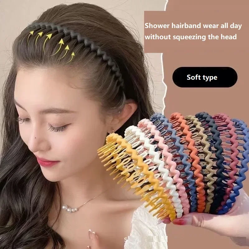 

Solid Color Wave Headband for girl women summer Face Wash Sports hair band Headbands Non-slip Hair Bands for Women accessories