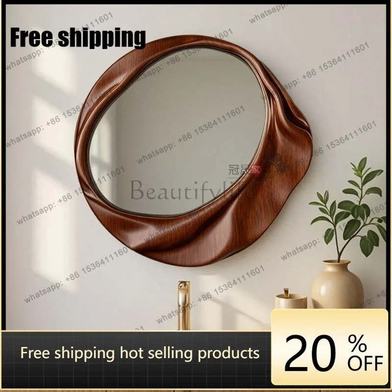 LJY French retro makeup mirror wall hanging European bathroom bathroom mirror home