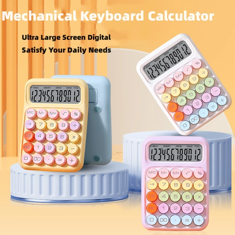 Ins Dopamine Candy Color Calculators Large Display Mechanical Dot Keyboard Back To School Supplies Students/Finance Stationery