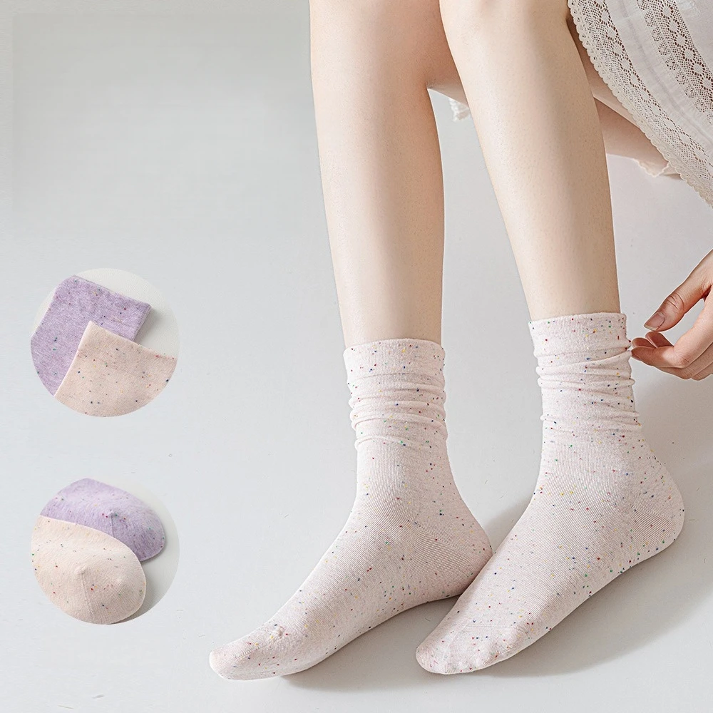 5 Pair Women's Breathable Boneless Seam-Free Cotton Socks Fashionable And Simple Pile Socks High Quality Casual Socks