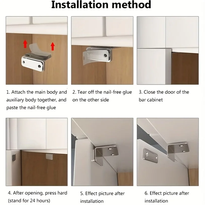 2/4 قطعة مزلاج باب مغناطيسي - التصاق قوي غير مرئي، حامل خالٍ من الحفر، إطلاق سلس - مثالي للخزائن وخزائن الملابس