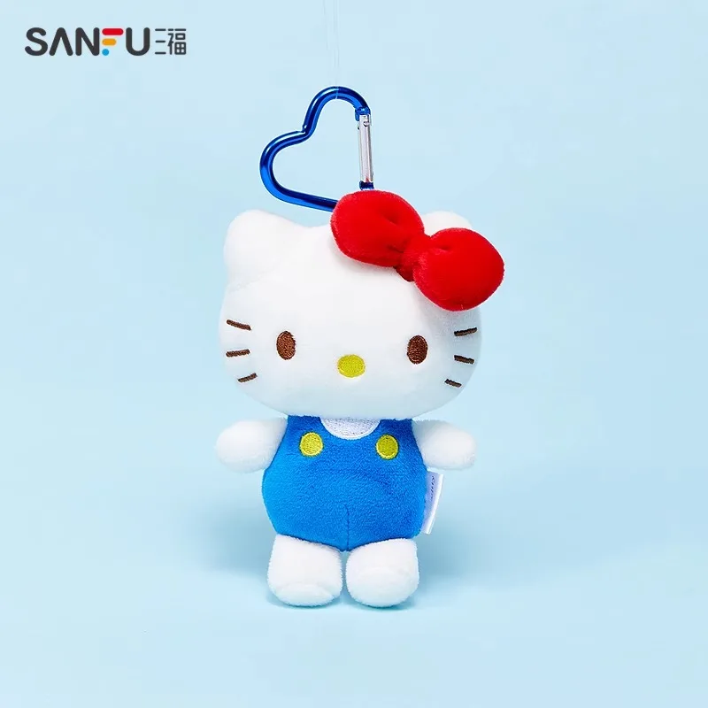 Genuine Sanrio Hello Kitty Cute Blue Keychain Car School bag Pendant Kids Plush Toys Keyring Plushier Birthday Thanksgiving Gift