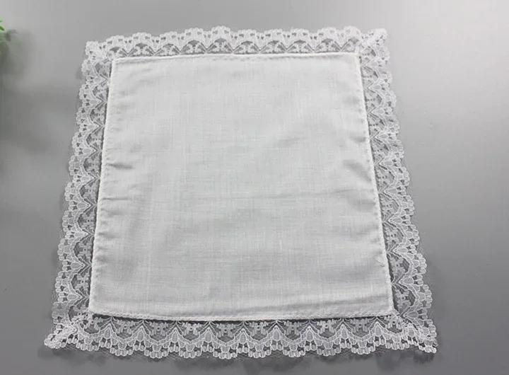 23 x 25 cm Japans Koreaans katoenen dameszakdoek Zuiver wit zakdoek Klein vierkant met kant