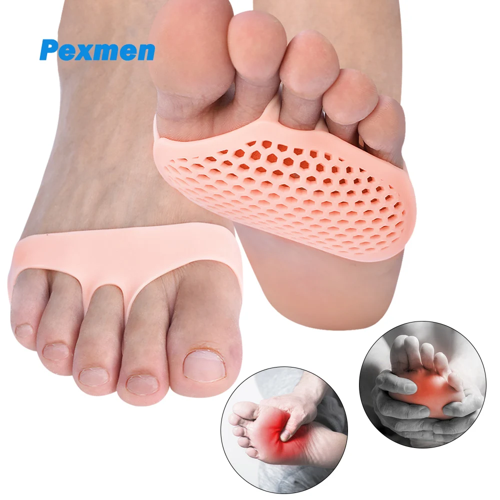 

Pexmen 2Pcs Metatarsal Pads Ball of Foot Cushions Soft Gel Forefoot Pads Mortons Neuroma Callus Pain Relief Foot Care Tool