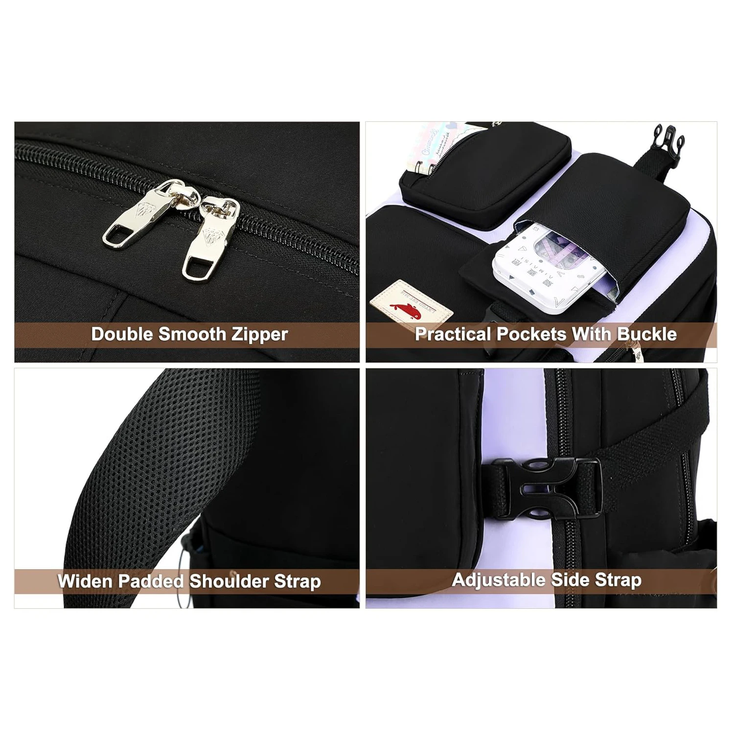 กระเป๋าเป้สะพายหลังสำหรับใส่แล็ปท็อปขนาด 15.6 นิ้ว เหมาะสำหรับนักเรียนประถม มัธยมต้น มัธยมปลาย และนักศึกษา พร้อมกล่องใส่อาหารและกระเป๋าใส่ดินสอ ชุด 3 ชิ้น สำหรับเดินทางและใส่หนังสือ