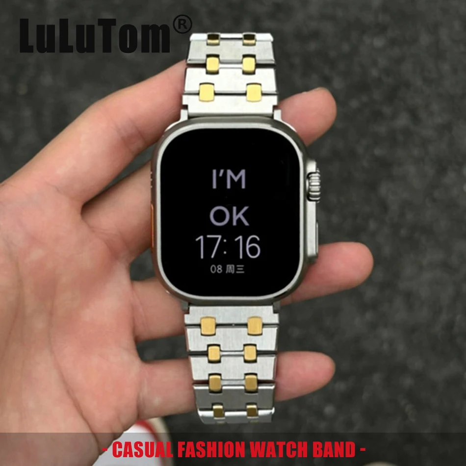 

Ремешок из нержавеющей стали для Apple Watch Band S11 10 9 8 7 6 SE 5 4 UItra 2 iWatch 49/46/45/44/42/41/40/38 мм, металлический браслет с пряжкой