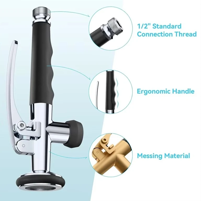 High-pressure Spring Kitchen Brass Nozzle, Universal Faucet Dishwasher, 1/2 Inch Connector, Shower Head with Locking Bracket