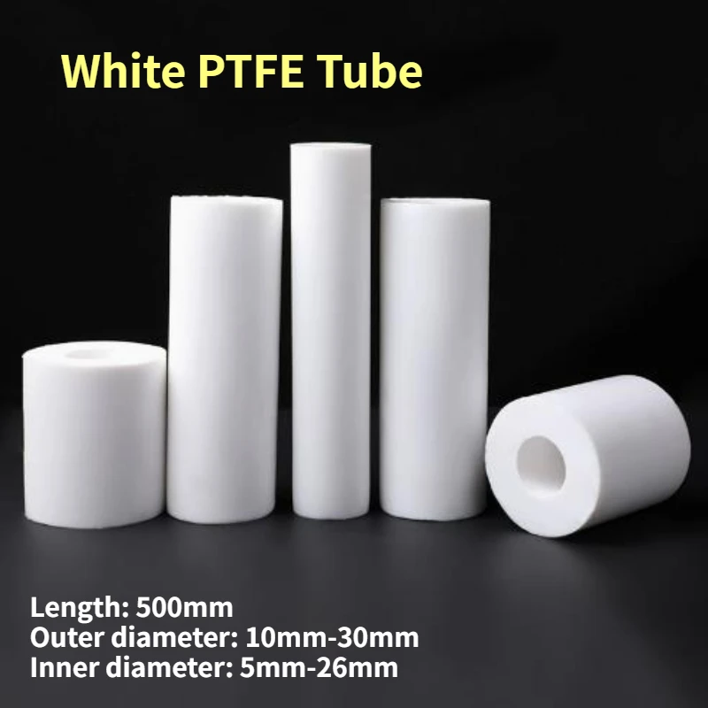 1Pcs OD 10mm-30mm Hole 5mm-26mm White PTFE Tube Polytetrafluoroethylene Hollow Rod Environment-friendly Non-toxic DIY