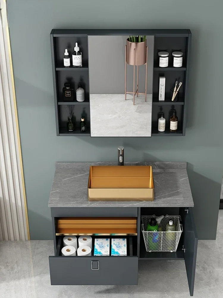 Bathroom Cabinet Stainless Steel Basin Modern Bathroom Table Wash Face Wash Basin Cabinet Combination
