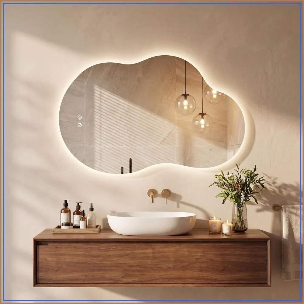 36x24 LED Bathroom Mirror Backlit Wall, Anti-Fog Dimmable 3 Colors