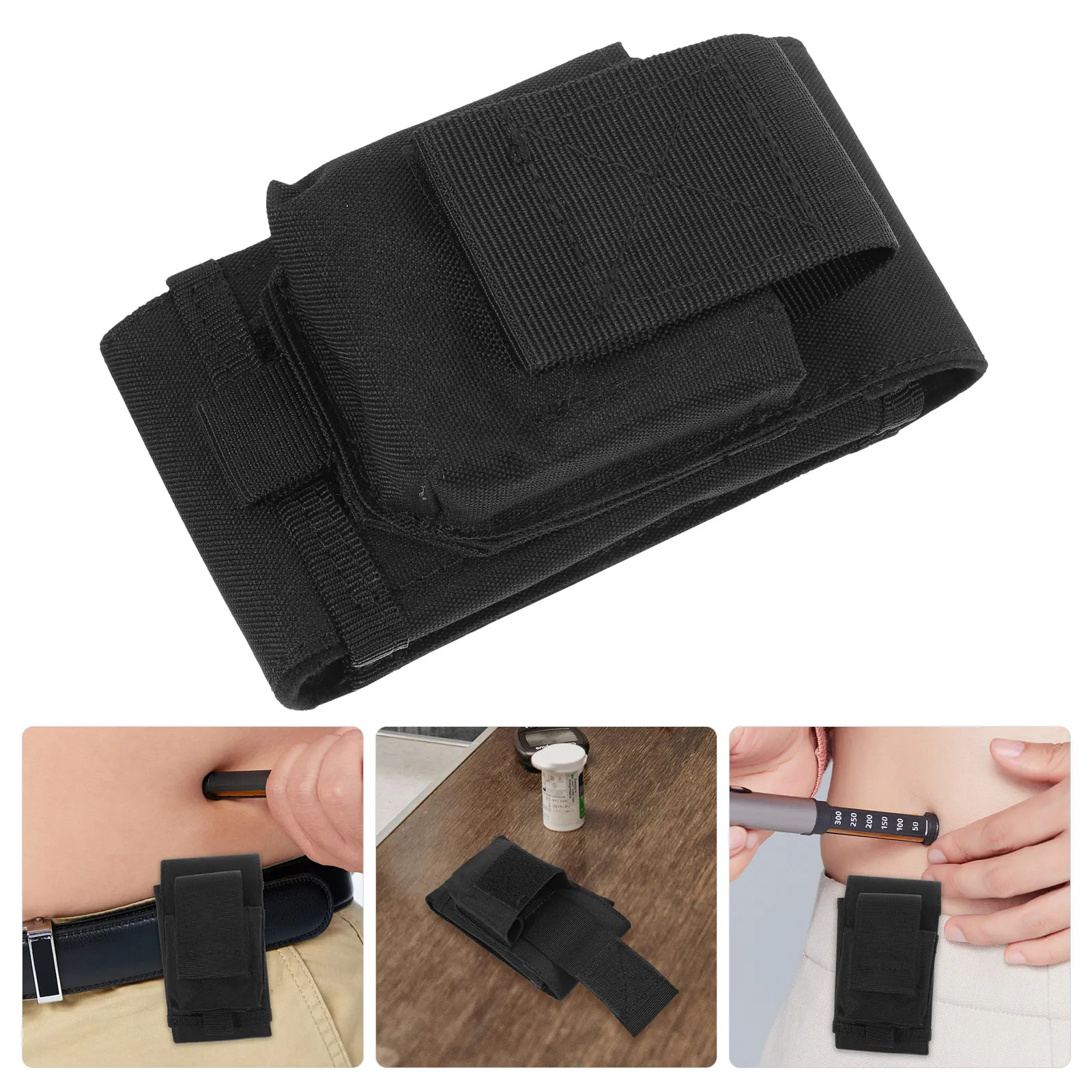 Portable Insulin Pump Bag for Belt Nylon Diabetes Pump Holder Waist Strap Organizer Crush Resistant Secure Closure Travel