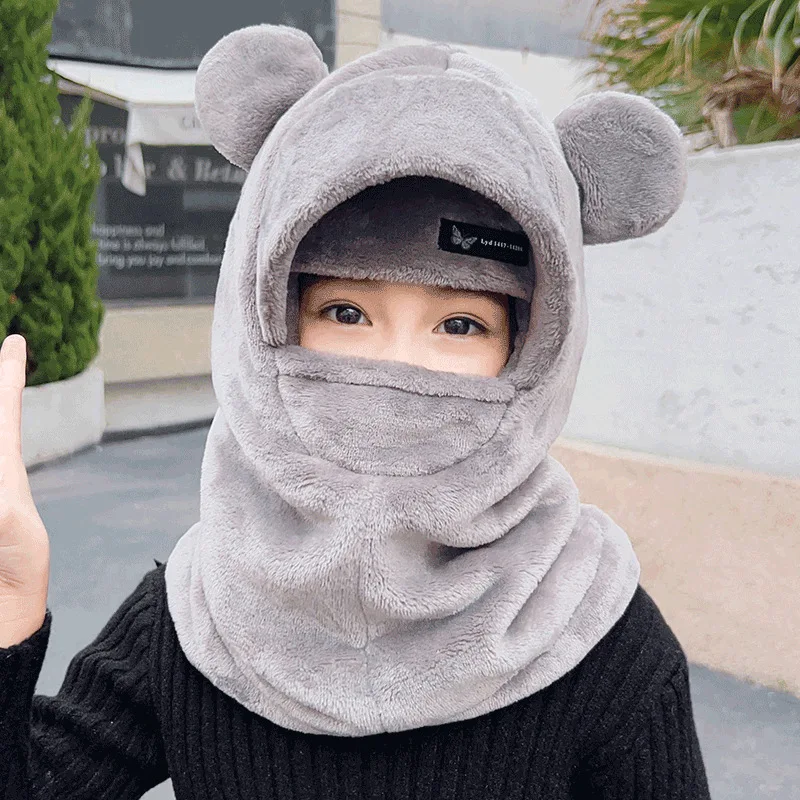 Bonnet à capuche avec oreille pour enfants, écharpe chaude pour garçons et filles, capuchon à oreillettes optiques pour enfants, 4 ans, 5 ans, 6