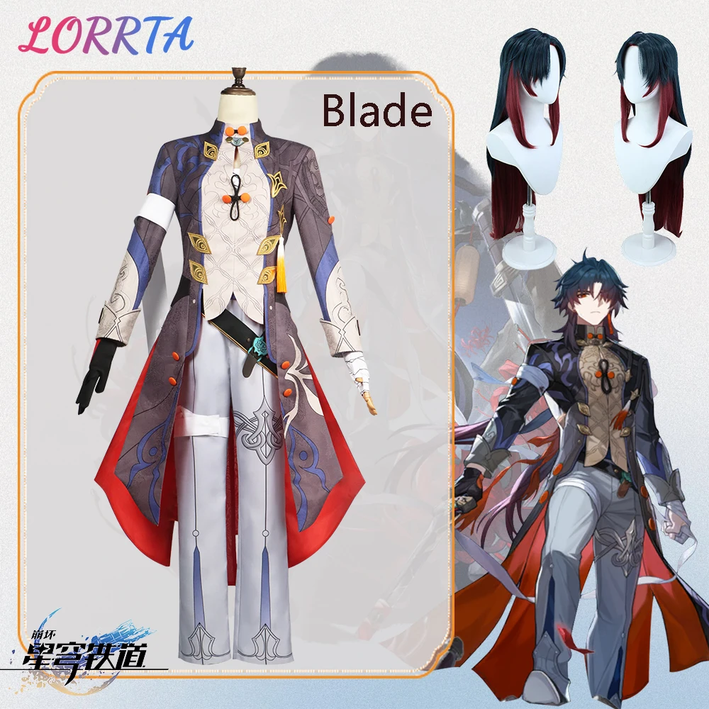 

Blade Cosplay Honkai Star Rail Blade Costume Wig Earrings Stellaron Hunters Astral Express Halloween Party Men Game Cosplay Set