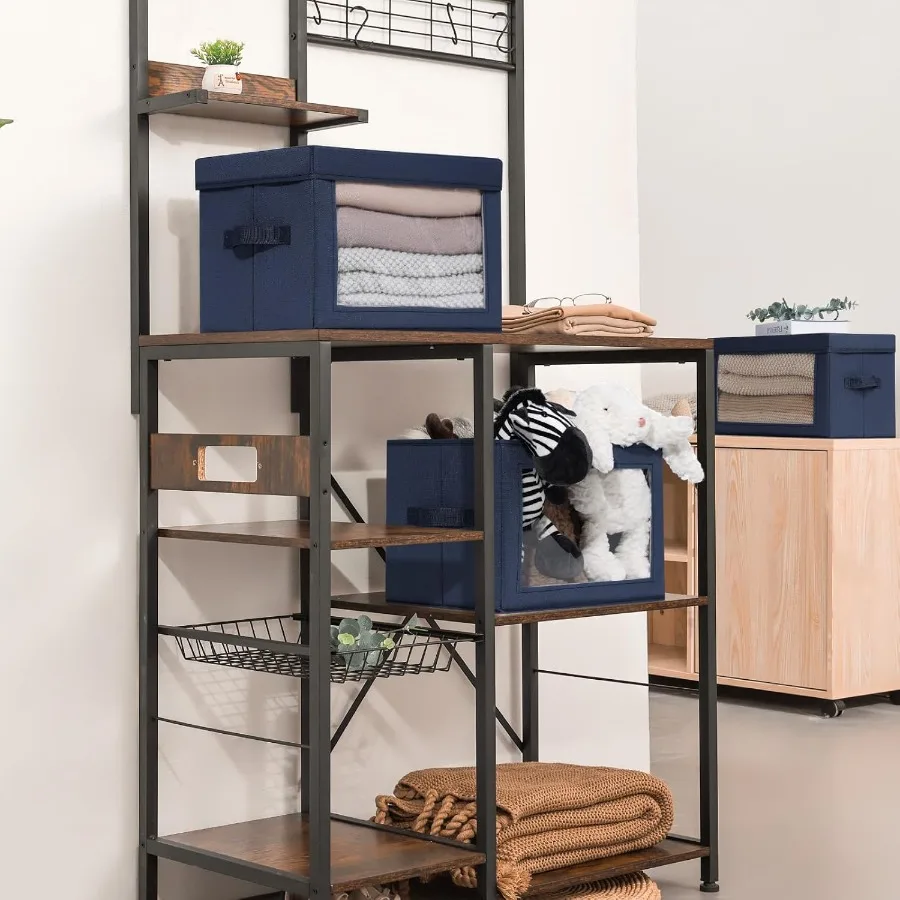 منظمات الملابس والتخزين، 6 عبوات من صندوق تخزين كبير مع أغطية، صناديق تخزين قماشية مع أغطية لتخزين الغرفة وتنظيم B #4