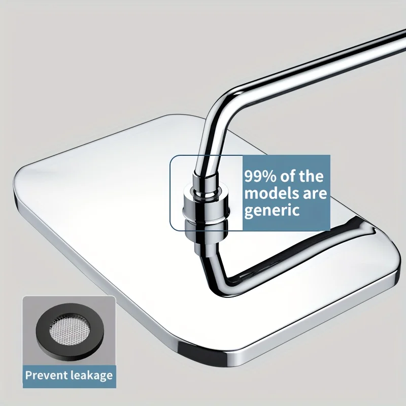 Yalandeng Electroplating / Black Large Flat Square Shower Head, Bathroom Ceiling Shower Head, Universal G1/2 Interface view 4