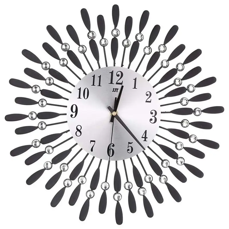 

15 Inch 3D Large Wall Clock Shiny Rhinestone Sun Style Modern Living Room Decor