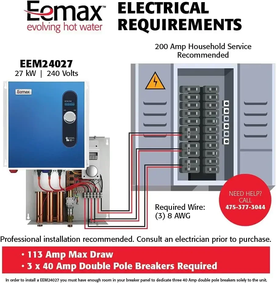 

EEM24027 Electric Tankless Water Heater, Blue