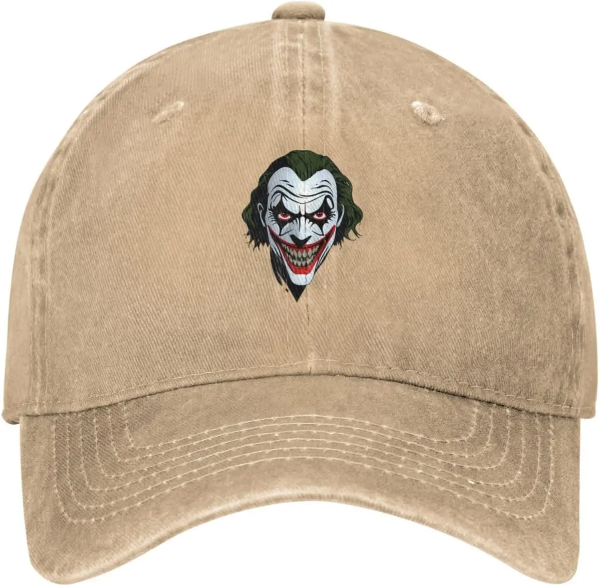 

Black The Clown Under The mask Printed Washed Cowboy Baseball Cap for Adults - Stylish and Breathable Hat