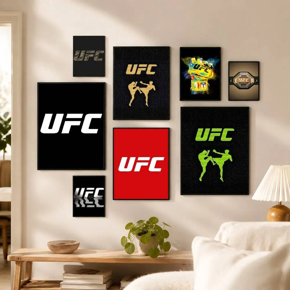 C-Combat U-UFC Logo  Poster Waterproof Wall Art Sticker For Bar Living Room Vintage Decor High Quality Print Gift