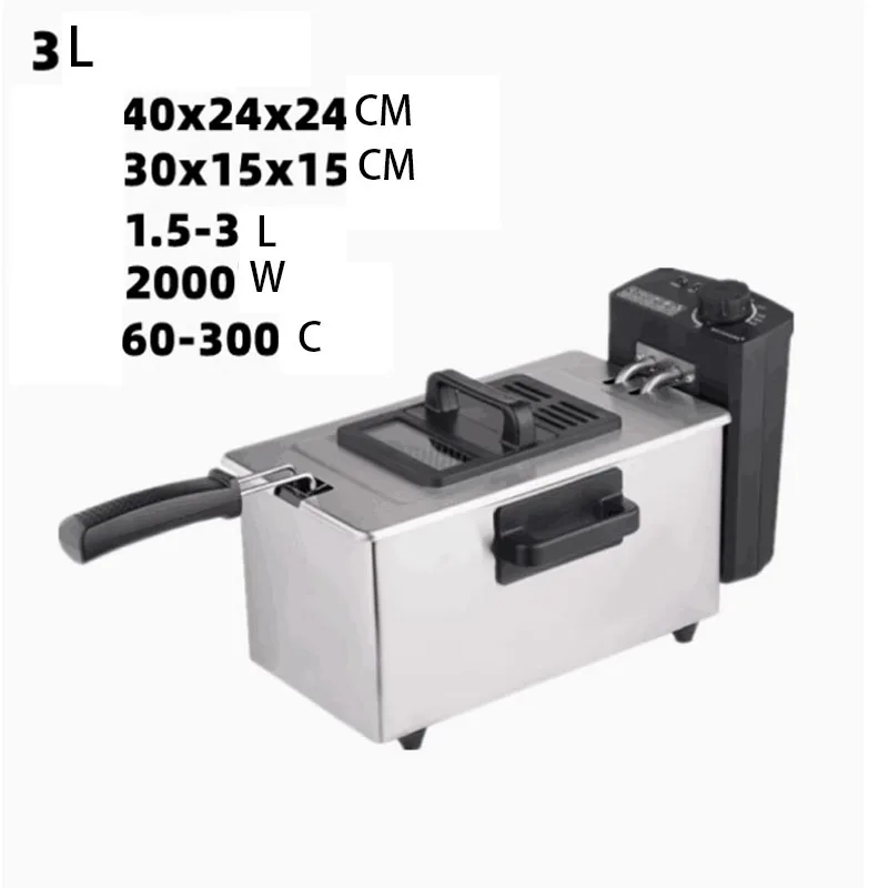 110V220V Electric Deep Fryer 2.5L French Frie Machine Oil Hot Pot Fried Chicken Grill Adjustable Thermostat Oven
