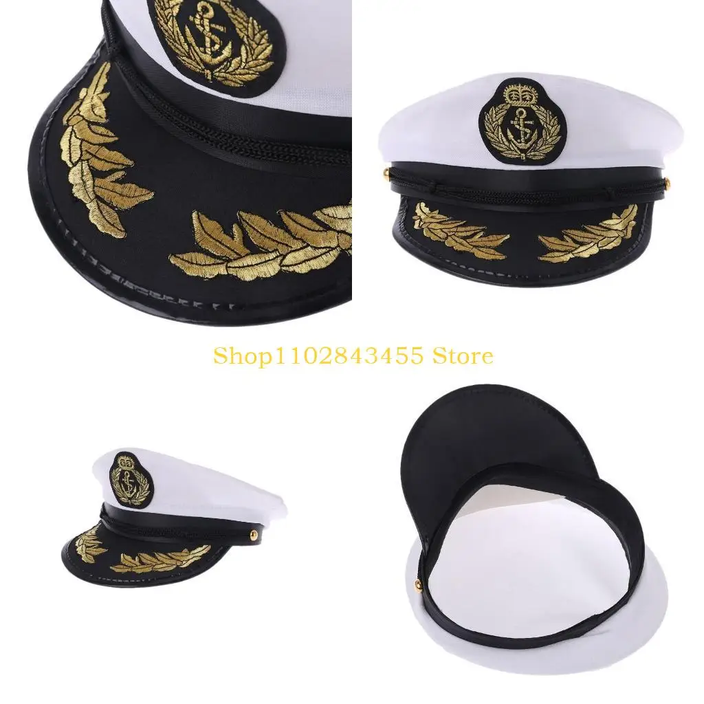 49MC White Adult Yacht Boat Captain Navy Cap Costume Party Cosplay Dress Sailor Hat