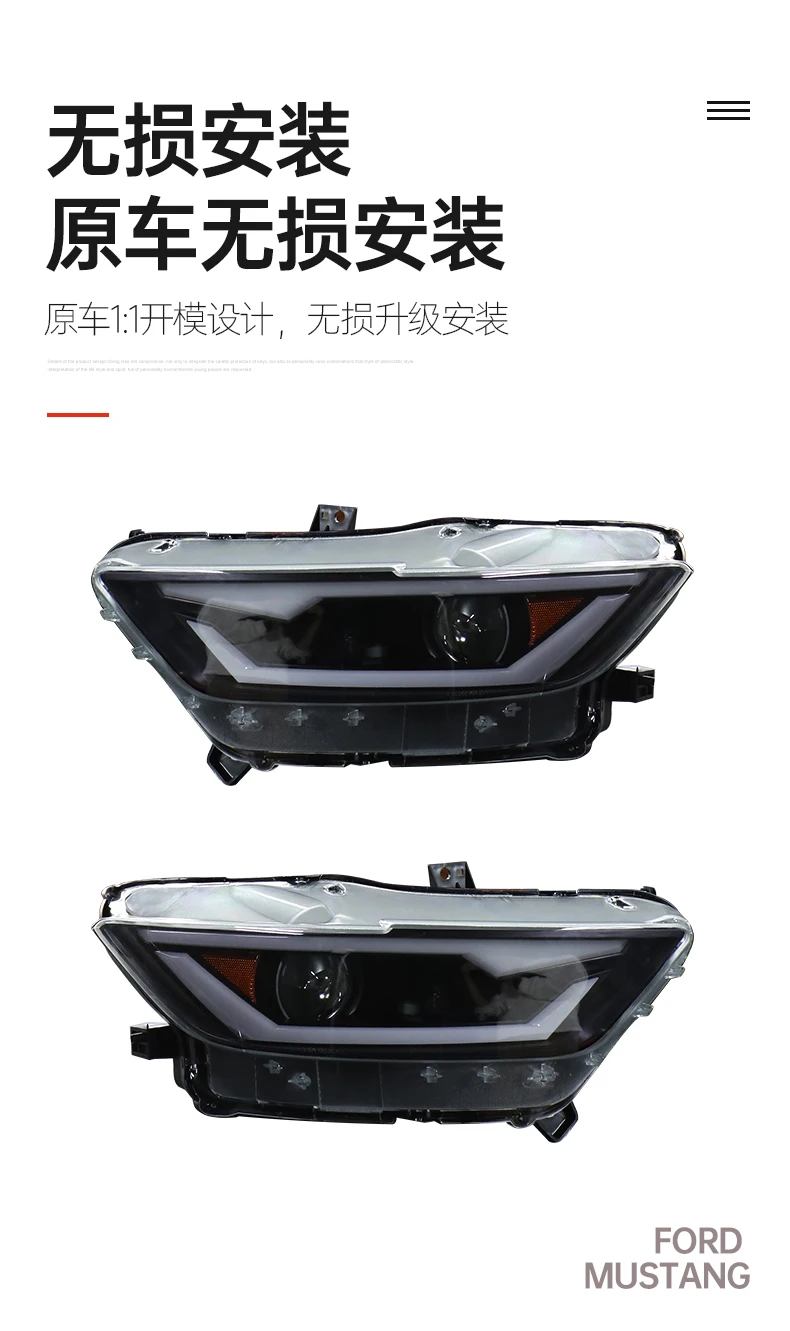 Car Bumper Headlamp For Ford Mustang Headlight 2015~2017y Car Accessories LED DRL HID Xenon Head Light For Mustang Fog Light